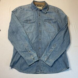 Mavi Jeans CO. Premium Vintage Denim Blue Long Sleeve Collar Shirt Size L Casual